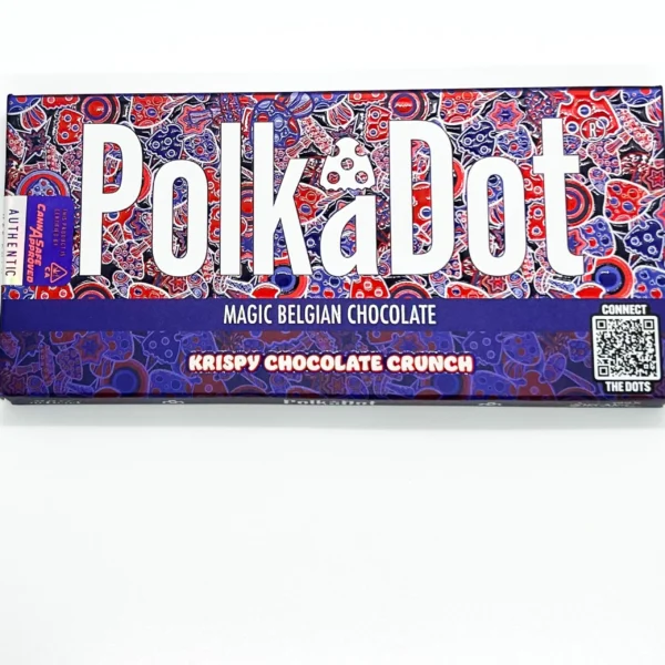Polkadot Krispy Chocolate Crunch Every mouthful of the Polkadot Krispy Chocolate Crunch Chocolate Bar is a delicious explosion of taste and texture, made with a rich combination of quality chocolate and crispy rice. Because the bar is gluten-free, it is a guilt-free pleasure that anybody may enjoy.